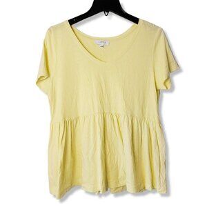PASTEL Yellow Babydoll Vneck Tee